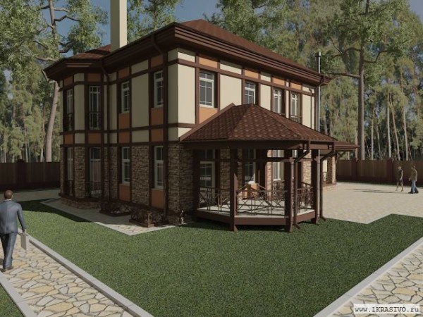 Наружная отделка фасада под фахверк